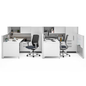 Allsteel Terrace workstation with storage and whiteboard