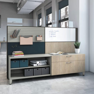 HON Contain storage credenza with laminate front and footed base
