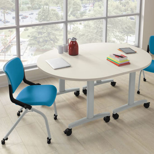 HON Huddle semicircle meeting table with casters