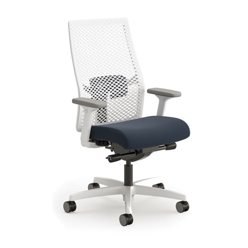 HON Ignition 2.0 task chair with ReActiv back, fabric seat, and white frame