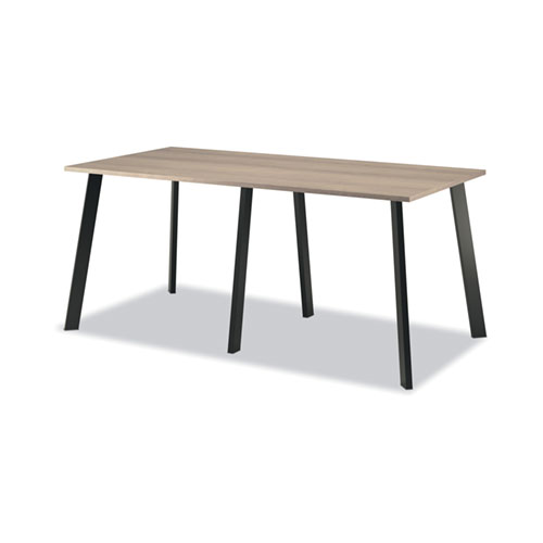 HON Preside conference table with angled legs and woodgrain surface
