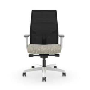 HON Ignition 2.0 task chair with mesh back, fabric seat, and white frame