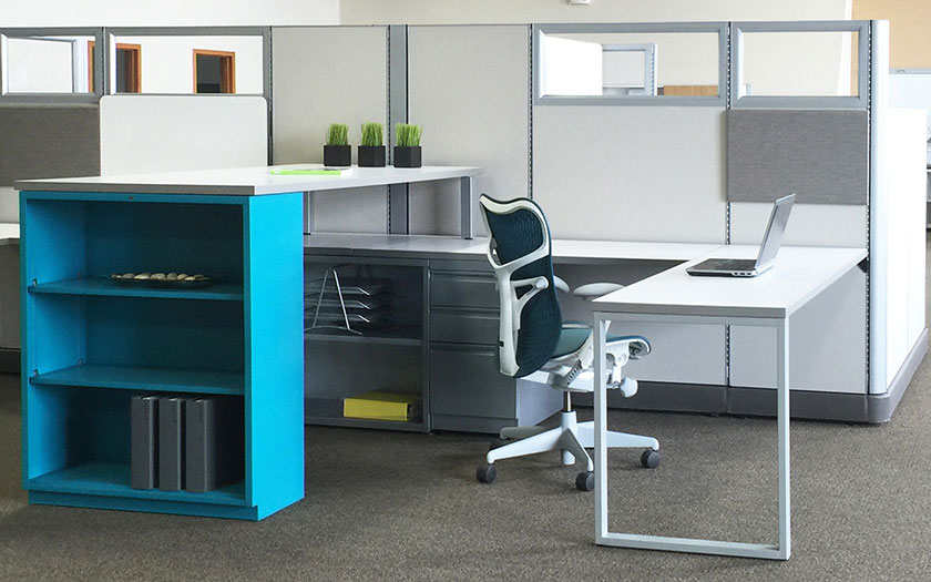 Remanufactured furniture cubicle configurations for Kentwood Office Furniture in Grand Rapids, Detroit, Chicago, Indianapolis, Lansing, and Battle Creek