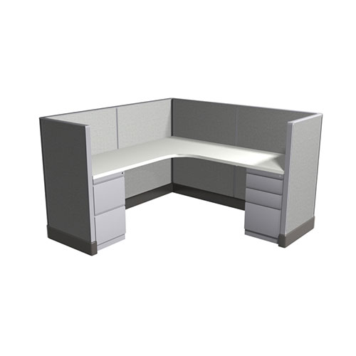 6x6-47H-L-Shape-6-28-16 Remanufactured cubicle configuration from Kentwood Office Furniture