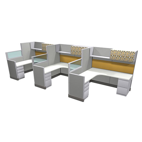 6x6-67H-L-Shape-3-Pack-6-28-16 Remanufactured cubicle configuration from Kentwood Office Furniture