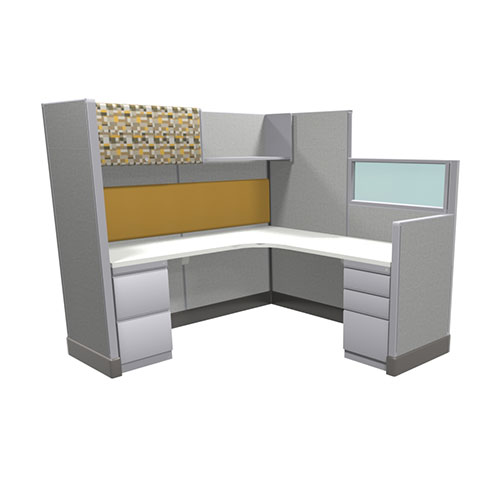 6x6-67H-L-Shape-6-28-16 Remanufactured cubicle configuration from Kentwood Office Furniture