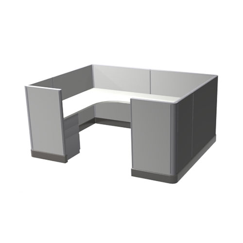 6x8-U-Shape-47H Remanufactured cubicle configuration from Kentwood Office Furniture