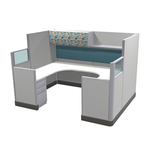 6x8-U-Shape-67H Remanufactured cubicle configuration from Kentwood Office Furniture