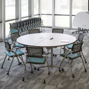 Nesting National WaveWorks table semicircle with casters