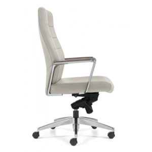 Global Luray high back conference chair in white leather with aluminum frame