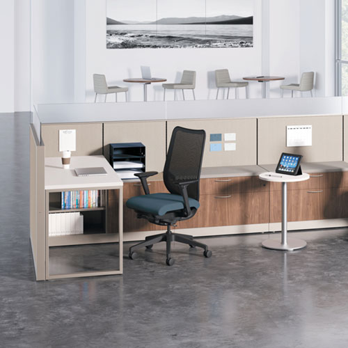HON Abound open workstation with cushion top storage and low panels