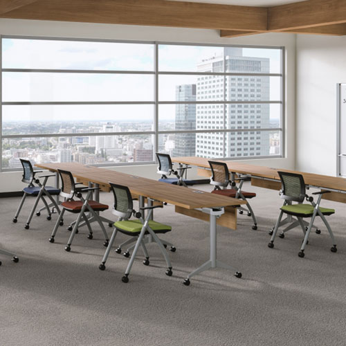 AIS Stow multi-purpose nesting office chairs in training room