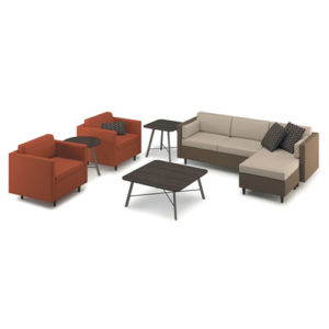 HON West Hill lounge single seat and sectional with standard cushions and wood legs